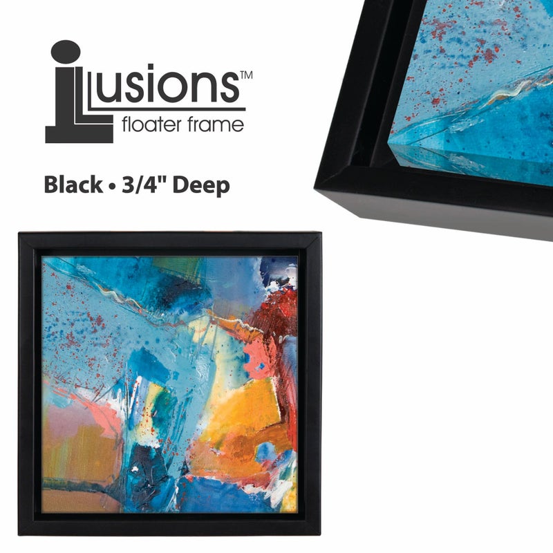 Creative Mark Illusions Floater Frame For 3/4" Deep Canvases - 11x14 Black - No Glass or Backing - Wood Composite Floating Illusion Frame for Canvas Paintings- With Hanging Hardware - Image 3